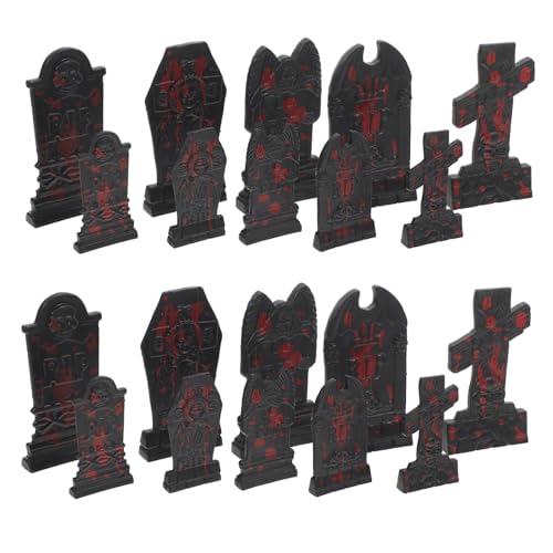 WESIEVYA 20 Stücke Halloween Skelett Grabstein Dekorationen Miniatur Requisiten Für Party von WESIEVYA