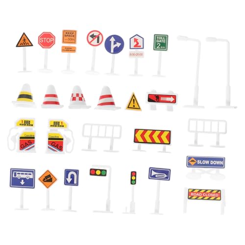 WESIEVYA 28 Teiliges Set Verkehrszeichen Spielzeug Für Kinder, Verkehrszeichen Spielzeug, Verkehrszeichen Spielzeug Für Kinder, Verkehrszeichen Modelle, Straßenschild Spielzeug, von WESIEVYA