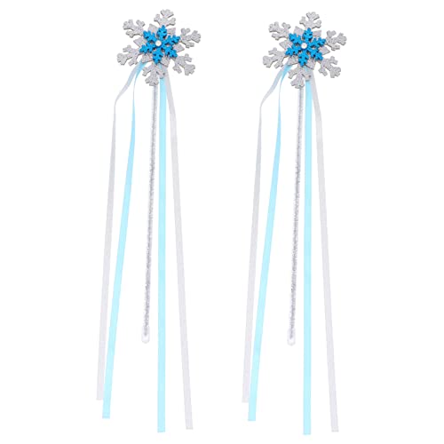 WESIEVYA 2St Schnee Zauberstab Schneeflocken Schneebälle Bausatz Halloween mitgebsel heeloween Toy glitzerin zauberw Dekorativer Zauberstab Feenstab im Schneedesign Stoff Silver von WESIEVYA