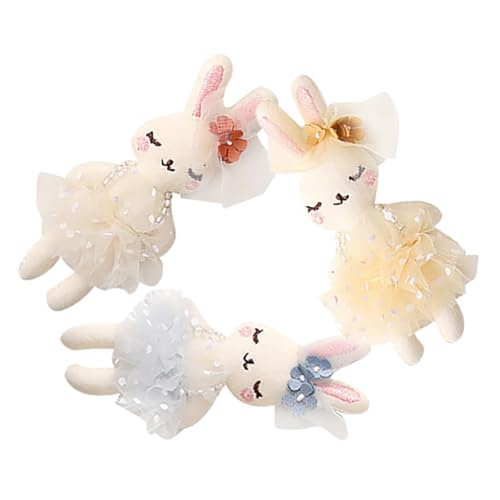 WESIEVYA 3 Stück Baumwolle Gefüllte Kaninchen Puppenkleidung Zubehör Bekleidungszubehör DIY Stirnband Kaninchen Ornament Handwerk Herstellung Ornament DIY Kopfschmuck Zubehör Kleidung von WESIEVYA