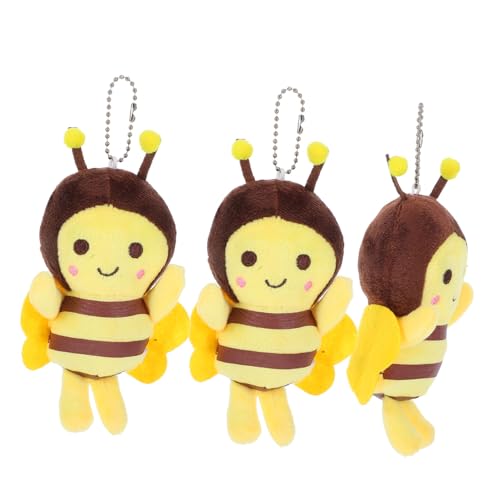 WESIEVYA 3 Stück Kleine Bienenanhänger, Plüschbiene, Puppenanhänger, Plüschanhänger, Plüschanhänger, Plüsch Schlüsselanhänger, Ornament, Flauschiger Schlüsselanhänger, Rucksackanhänger, von WESIEVYA
