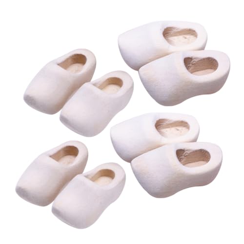 WESIEVYA 4 Paar Miniatur-Holzschuhe Unbemalte Holzschuh-Modelle Puppenhaus-Dekoration Bastelmaterial Holzschuh-schlüsselanhänger WESIEVYA 4 Paar Miniatur-Holzschuhe Unbemalte Holzschuh-Modelle Puppenhaus-Dekoration Bastelmaterial Holzschuh-schlüsselanhänger von WESIEVYA