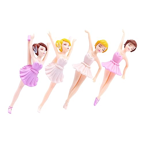 WESIEVYA 4 Stück Ballerina Mädchen Ornamente Ballerina Mädchen Dekoration Ballerina Cupcake Topper Ballerina Geburtstagstorte Dekorationen Mädchen Figur Kuchen Ballerina Kuchen von WESIEVYA