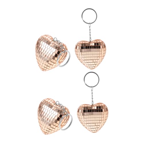 WESIEVYA 4 Stück Herzform Disco Schlüsselanhänger Schlüsselanhänger Dekorationen Spiegel Party Favors Für Tasche Stilvolle Schlüsselanhänger Ornament von WESIEVYA