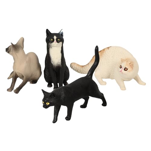 WESIEVYA 4-teilige Katzenfigur Realistische Katzenskulptur Kleine Katzenornament Für Schreibtisch Cartoon-kätzchen-bastelarbeit Katzendekoration von WESIEVYA