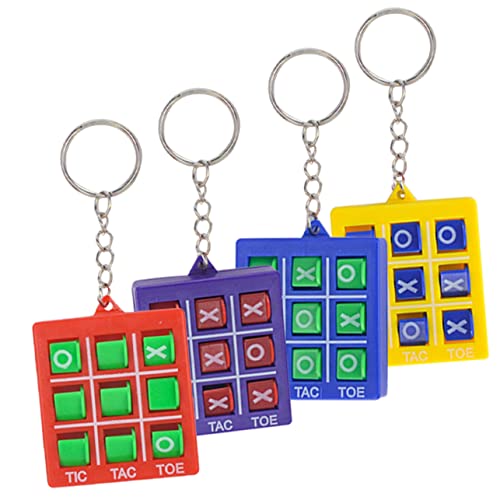 WESIEVYA 4 Stück Zehenspielzeug, Mini Brettspiel Schlüsselanhänger, Kinder Schlüsselanhänger, Xo Typ Schlüsselanhänger, Schach Schlüsselringe, Xo Typ Schach Schlüsselanhänger, Lustige von WESIEVYA