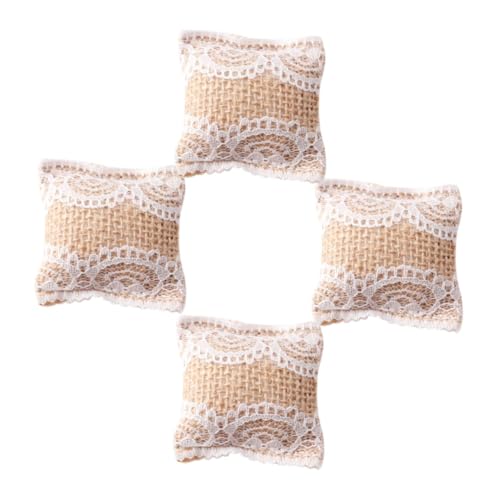 WESIEVYA 4 Teiliges Spitzenkissenmodell, Puppenzubehör, DIY Zubehör, Puppen Fake Kissen, Tischkissenmodell, Stoffkissenmodell, Verschleißfeste Miniaturkissen, Puppenhauskissen, von WESIEVYA