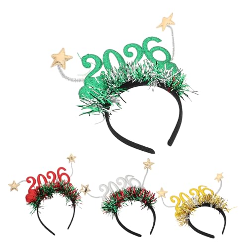 WESIEVYA 4-teiliges Silvester-haarband: Silvesterdekorationen 2026 – Outfit-zubehör – Glitzer 2026 Stern-haar-accessoires Für Partys von WESIEVYA