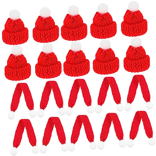 WESIEVYA 40 Teiliges Mini Schal Wollmützen Set, Mini Schals, Basteln, Mini Beanies, Flaschenpullover, Mini Ornamente, Mini Bastel Beanies, Mini Beanie Mütze Zum Basteln, Kleine Bastel von WESIEVYA
