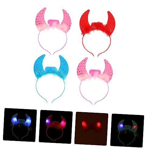 WESIEVYA 4pcs Halloween Luminous Ochse Horn Stirnband Federkopfschmuck Für Party von WESIEVYA