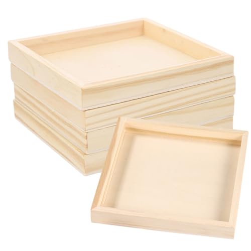 WESIEVYA 5 Stück Holztablett für Puzzle Quadratische Aufbewahrungs Trays aus Umweltfreundlichem Holz zur Organisation Kleinteilen von WESIEVYA