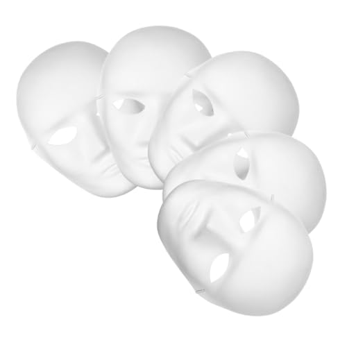 WESIEVYA 5 Stück Weiße Diy Papiermasken für Leichte Bequeme Karnevalsmasken Bemalen für Maskerade Fasching und Gruppenevents von WESIEVYA