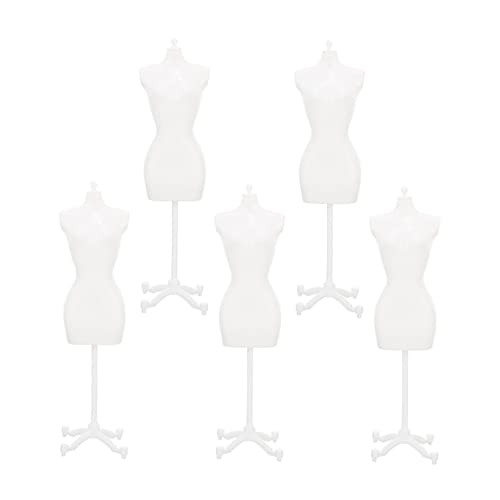 WESIEVYA 5St Modellständer Mini-Präsentationsständer Puppenkleidungsdisplay Verstellbarer Ständer Schneiderpuppe kleiderständer Miniatur-DIY-Accessoires Mannequin-Halterung Plastik Weiß von WESIEVYA