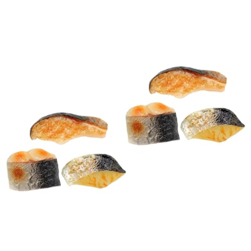 WESIEVYA 6 Stück Fischnuggets Imitationen, Streichspielzeug, Meeresfrüchte Modell, Foto Requisite, Fischblöcke, Modell, Kinderspielzeug, Gefälschte Lebensmittelmodelle, Fischblöcke, von WESIEVYA