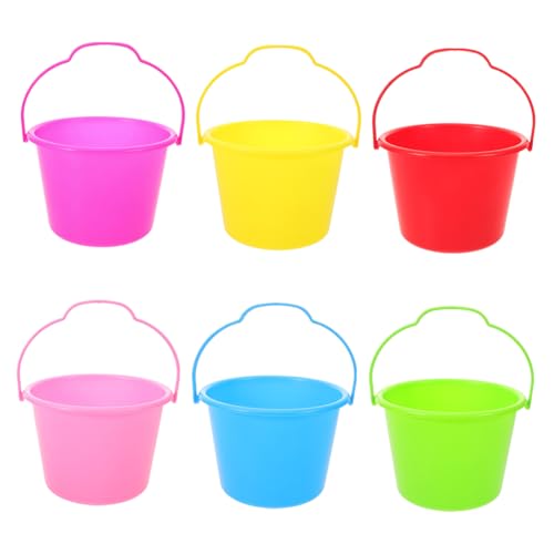WESIEVYA 6 Stück Teiliges Sandspielzeug Strand Eimer aus Stabilem Bunte Tragbare Sand Wassereimer für Strand Sandkasten und Outdoor-spielspaß von WESIEVYA