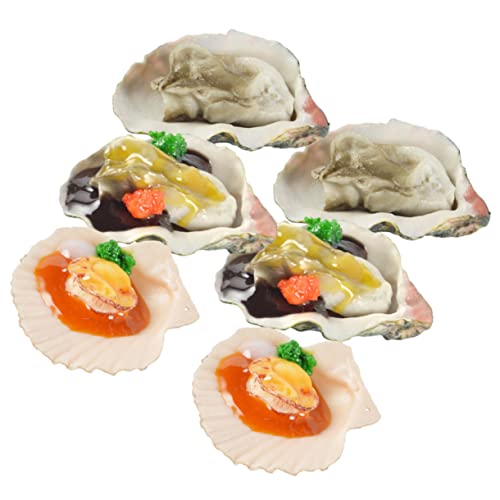 WESIEVYA 6 Teiliges Simulations Austernmodell, Spielküchenzubehör, Meeresfrüchte, Gefälschtes Modell, Kinderspiellebensmittel, Rollenspiel Restaurant, Spielset, Gefälschtes von WESIEVYA