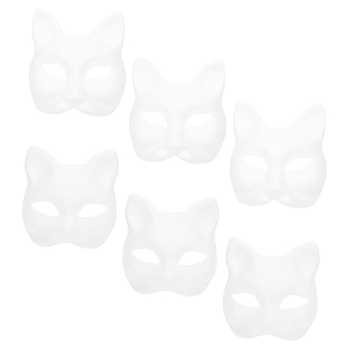 WESIEVYA 6 Stück Weiße Leere Papiermasken Handgemalt Tier-cosplay Halbgesicht Fuchs/katze Diy Zubehör WESIEVYA 6 Stück Weiße Leere Papiermasken Handgemalt Tier-cosplay Halbgesicht Fuchs/katze Diy Zubehör von WESIEVYA