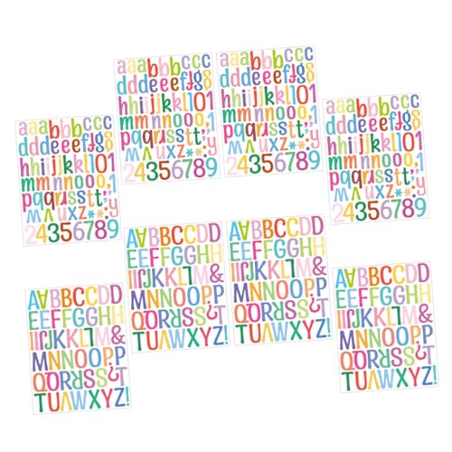 WESIEVYA 8 Bögen Alphanumerische Aufkleber, Buchstabenaufkleber, Alphabet Aufkleber, Zahlenaufkleber, Scrapbooking Aufkleber, Journal Zubehör, Scrapbook Aufkleber, Reflektierende von WESIEVYA