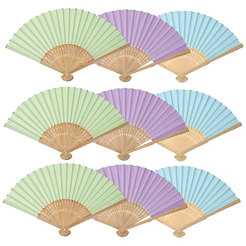 WESIEVYA 9 Stück Teiliges Faltbarer Papier Handfächer zum Bemalen Leichte Tragbare DIY Faltfächer aus Papier für Mädchen Bastelbedarf Dekoration Geschenkidee Vielseitig Einsetzbar von WESIEVYA