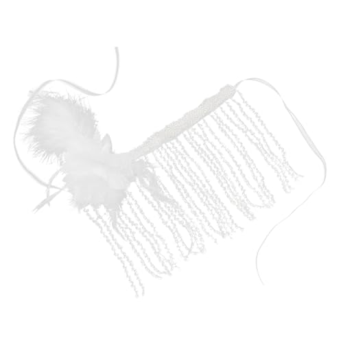 WESIEVYA Gothic Weiße Feder Maskerade Maske Punk Stil Gesichtsmaske Mit Quasten Für Frauen Für Halloween Rave Und Bauchtanz Partys von WESIEVYA