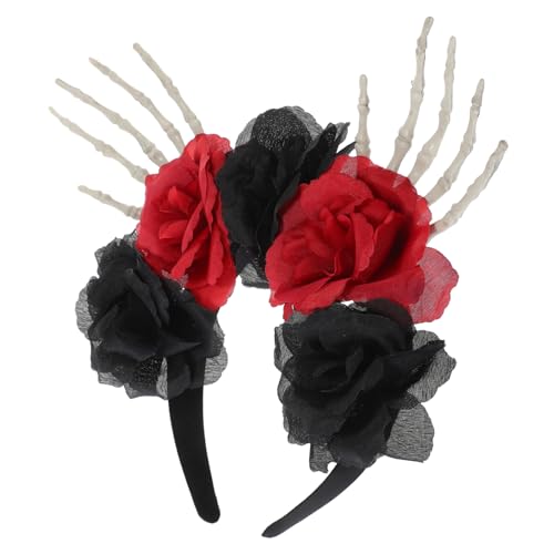 WESIEVYA Halloween Stirnband Hand Knochen Design Rose Stirnband für Tag Der Toten Haar Hoop WESIEVYA Halloween Stirnband Hand Knochen Design Rose Stirnband für Tag Der Toten Haar Hoop von WESIEVYA