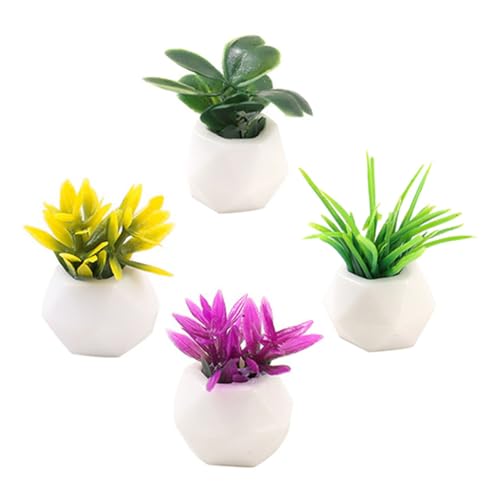 WESIEVYA Künstlicher Blumentopf, 4 Stück, Winzige Hausdekoration, Garten Bonsai Modell, Künstliche Topfpflanze, Puppenhaus, Miniatur Topfpflanze, Garten Landschaftsbau Ornament, Mini WESIEVYA Künstlicher Blumentopf, 4 Stück, Winzige Hausdekoration, Garten Bonsai Modell, Künstliche Topfpflanze, Puppenhaus, Miniatur Topfpflanze, Garten Landschaftsbau Ornament, Mini von WESIEVYA
