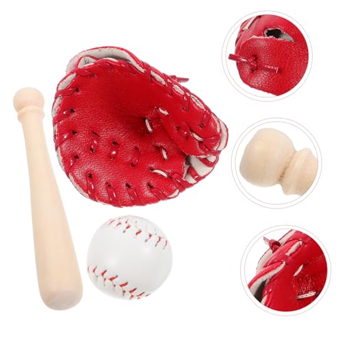 WESIEVYA Mini Baseball Miniatur Sportspielzeug mit Handschuh und Ball Detailreiches Miniatur Accessoire für Puppenhäuser und Dekoration Geschenk für Sportfans und Miniaturliebhaber von WESIEVYA