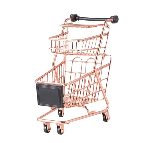 WESIEVYA Mini Einkaufswagen mit Zwei Roségoldfarben Realistische Nachbildung Fördert Farberkennung und Fantasie Rollenspiel für Mädchen Jungen von WESIEVYA