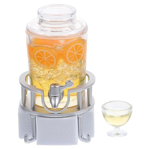 WESIEVYA Mini -Getränkebucket -Modell künstlich winzig Miniatur-Saftfass Mini-Zubehör für Hausgetränke mit Puppenhaus-Miniatur-Szenenmodell Saftfass-Dekoration Saftfass-Figur Plastik Orange von WESIEVYA