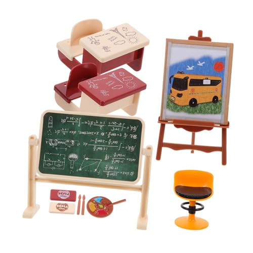 WESIEVYA Miniatur Klassenzimmer Dekor Mini Chalkboard Miniatur Haus Zubehör für Puppenhaus Vielseitige DIY Desktop Deko für Puppenhaus Szenen von WESIEVYA