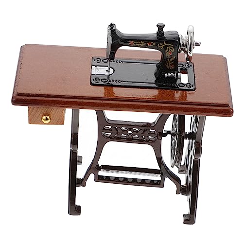 WESIEVYA Miniatur Nähmaschine Maßstab Puppenhaus Möbel Vintage Holz Modell Dekoration Zubehör für Sammler von WESIEVYA