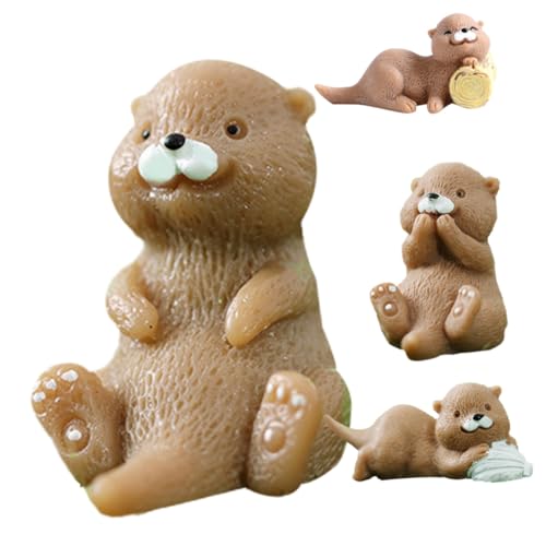 WESIEVYA Miniatur Otter Figuren Resin Deko Für Garten Und Miniatur Landschaft Niedliche Kleine Otter Tierfiguren Für Kreative Dekorationen Und Partys von WESIEVYA