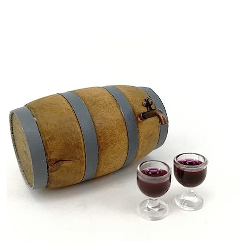 WESIEVYA Miniatur Weinfass Set mit Wasserhahn und Weingläsern für Puppenhaus Dekoration Realistische Bar und Party Requisiten für Erwachsene WESIEVYA Miniatur Weinfass Set mit Wasserhahn und Weingläsern für Puppenhaus Dekoration Realistische Bar und Party Requisiten für Erwachsene von WESIEVYA