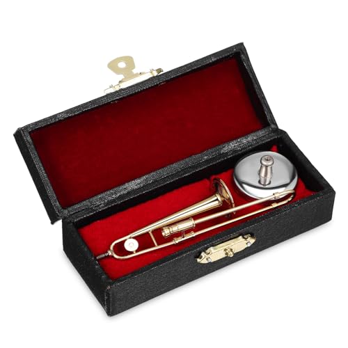 WESIEVYA Posaune Modell mit Präsentationsständer und Aufbewahrungskoffer Perfektes Musikinstrument für Puppenhaus und Sammlerstück Detailreiche Ausführung WESIEVYA Posaune Modell mit Präsentationsständer und Aufbewahrungskoffer Perfektes Musikinstrument für Puppenhaus und Sammlerstück Detailreiche Ausführung von WESIEVYA