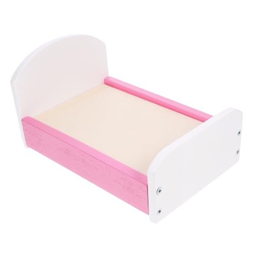 WESIEVYA Miniatur Bett Aus Holz Puppenhausmöbel Minibett Modell Holzbett Puppenbett Zubehör von WESIEVYA