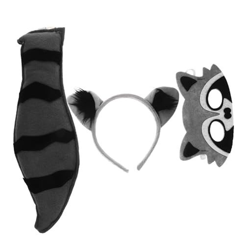 WESIEVYA Raccoon Tierkostü Set Mit Kopfband Maske Und Für Halloween Karneval Und Cosplay Perfekte Accessoires Für Tier Rollenspiele Und Kostümpartys von WESIEVYA