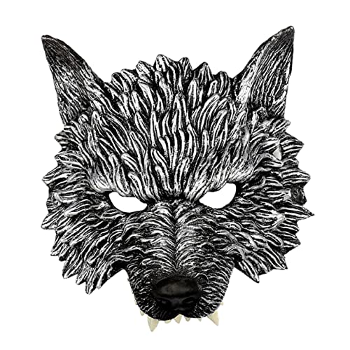 WESIEVYA Realistische Wolfsmaske für Erwachsene Halbmaske Cosplay Halloween-Kostüme für Männer und Frauen Furchterregende Masken für Maskenbälle von WESIEVYA