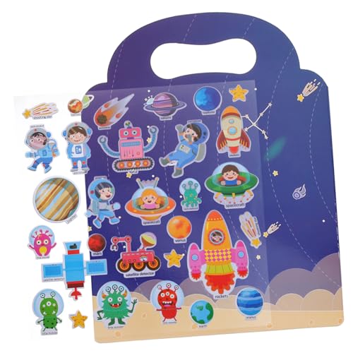 WESIEVYA Wiederverwendbares DIY Stickerbuch für Abwischbare Aufkleber Pädagogisches Aktivitätsbuch Geeignet für Kindergarten Fenster Glas Wände für Kreatives Lernen und Dekoration von WESIEVYA