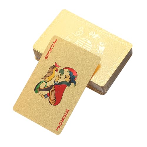 WESIEVYA wasserdichte PVC Pokerkarten Goldfarbenes Kartenspiel für Party und Unterhaltung Langlebig Tragbar Deck Spielkarten für Tischspiele und Sammeln WESIEVYA wasserdichte PVC Pokerkarten Goldfarbenes Kartenspiel für Party und Unterhaltung Langlebig Tragbar Deck Spielkarten für Tischspiele und Sammeln von WESIEVYA