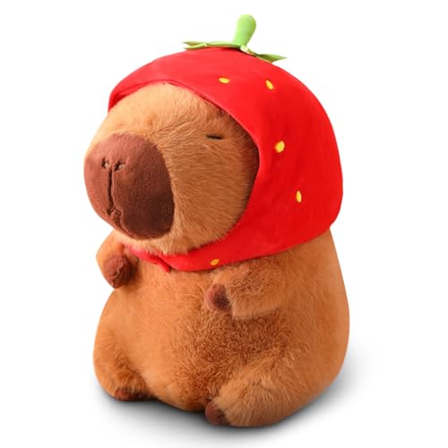 WESOPAN Capybara Plüschtier, Niedliche Capybara Kuscheltier Capybara Plushies Puppen Super Weiche Gefüllte Spielzeug Plüsch für Home Deko Kinder Geschenke (23cm Erdbeere) von WESOPAN