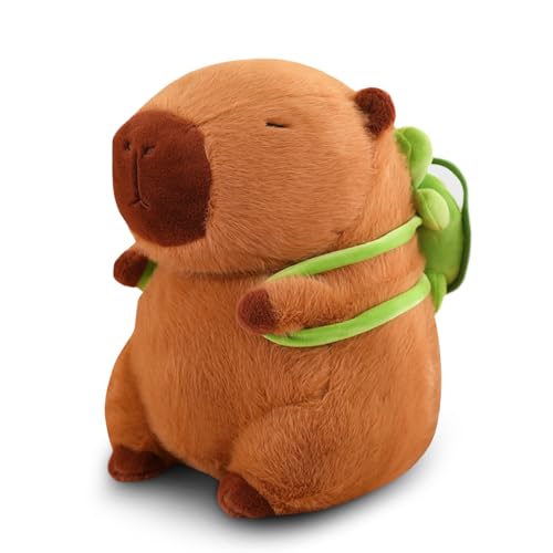 WESOPAN Capybara Plüschtier, Niedliche Capybara Kuscheltier Capybara Plushies Puppen Super Weiche Gefüllte Spielzeug Plüsch für Home Deko Kinder Geschenke (23cm Schildkrötenrucksack) von WESOPAN