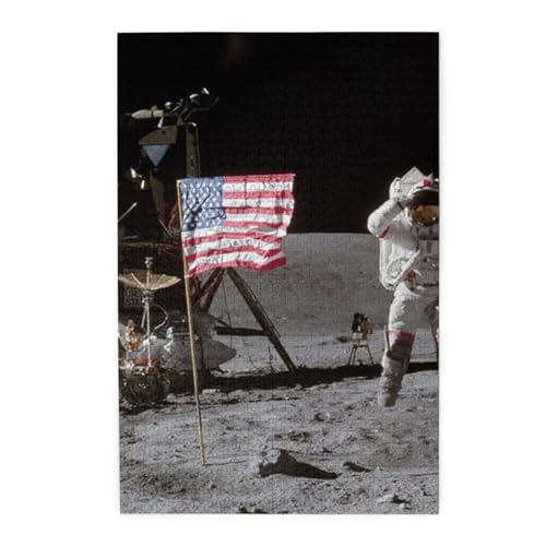 Astronaut On The Moon Buntes Holzpuzzle – herausforderndes Bilderpuzzle-Spiel für Erwachsene und Puzzle-Enthusiasten – 1000 Teile interaktives Puzzle von WESTCH