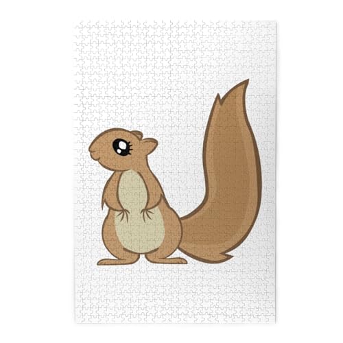 Cartoon Eichhörnchen buntes Holzpuzzle – herausforderndes Bilderpuzzle-Spiel für Erwachsene und Puzzle-Enthusiasten – 1000 Teile interaktives Puzzle von WESTCH