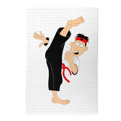 Cartoon-Karate-Holzpuzzle – herausforderndes Bilder-Puzzle-Spiel für Erwachsene und Puzzle-Enthusiasten – 1000-teiliges interaktives Puzzle von WESTCH