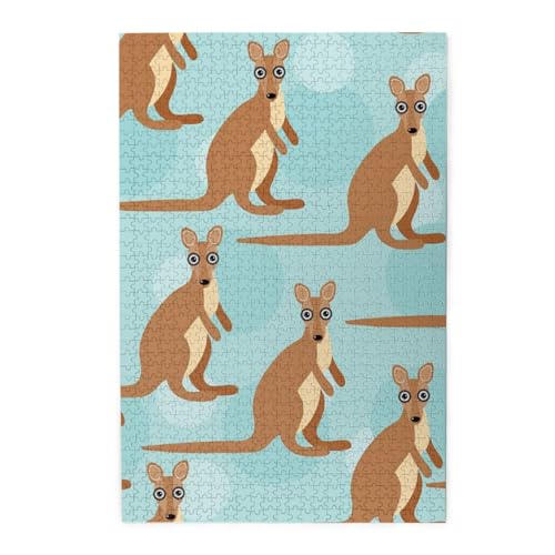 Funny For Kangaroo Zoo Buntes Holzpuzzle – herausforderndes Bilder-Puzzle-Spiel für Erwachsene und Puzzle-Enthusiasten – 1000 Teile interaktives Puzzle von WESTCH