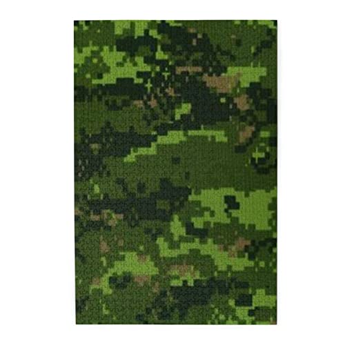 Green Army Digital Camouflage Buntes Holzpuzzle – herausforderndes Bilder-Puzzle-Spiel für Erwachsene und Puzzle-Enthusiasten – 1000-teiliges interaktives Puzzle von WESTCH