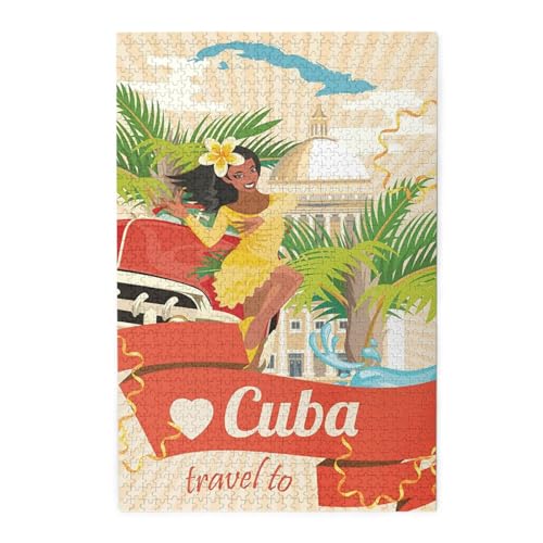 Island of Cuba Buntes Holzpuzzle – herausforderndes Bilderpuzzle-Spiel für Erwachsene und Puzzle-Enthusiasten – 1000 Teile interaktives Puzzle von WESTCH