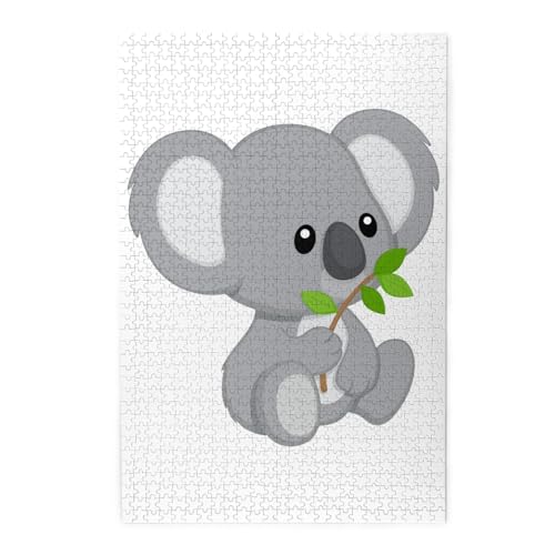 Koala Eat Leaf Buntes Holzpuzzle – herausforderndes Bilderpuzzle-Spiel für Erwachsene und Puzzle-Enthusiasten – 1000 Teile interaktives Puzzle von WESTCH