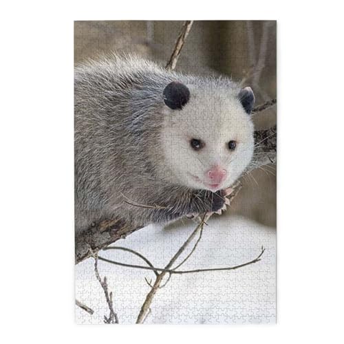 Opossum In Snow Buntes Holzpuzzle – herausforderndes Bilder-Puzzle-Spiel für Erwachsene und Puzzle-Enthusiasten – 1000 Teile interaktives Puzzle von WESTCH