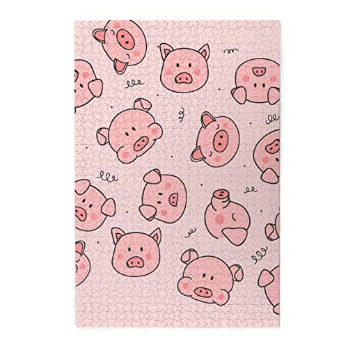 Pink Cute Pig Colorful Wood Puzzle - Challenging Picture Puzzle Game For Adults And Puzzle Enthusiasts - 1000 Pieces Interactive Jigsaw Puzzle von WESTCH